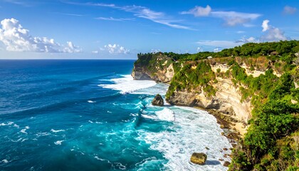 Dramatic Coastal Cliffs of Bali - A Breathtaking Ocean View.