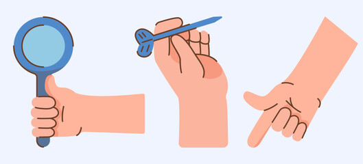 Interactive Hand Gestures Magnifier Dart and Pointing