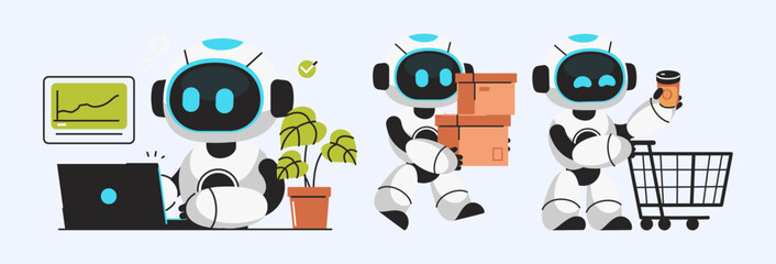 Robotic Efficiency Illustrating Various AI Functions in