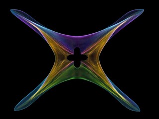 Abstract geometric design with dynamic lines and vibrant colors on black backdrop