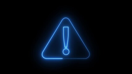 Neon line risk caution message icon animation. danger error icon. warning sign background 4k Looping animation. on a black background