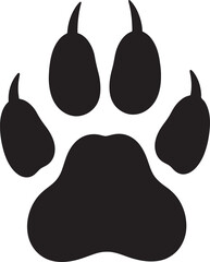 Black paw print with five distinct toes and claws on a white background also transparent background © Pixel With MH