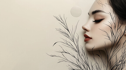 Emotional happiness and sadness concept expressed through artistic line illustrations