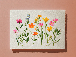Watercolor Wildflower Set on Handmade Paper, Soft Botanical Illustration