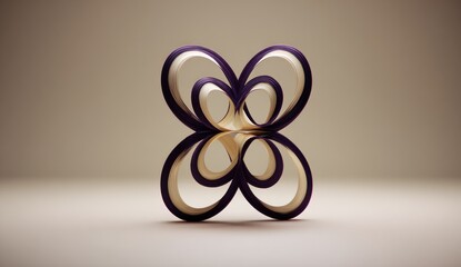 Abstract geometric design with repeating forms and reflections on beige background