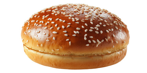 Golden Sesame Seed Burger Bun isolated on a transparent background