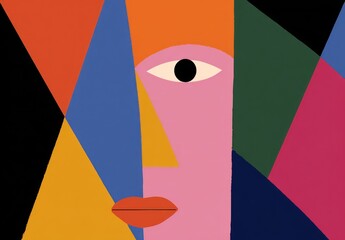 Abstract geometric face artwork colorful composition for creative designs