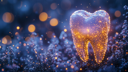 Oral hygiene protection concept with shining tooth and germ resistance for dental healthcare visuals