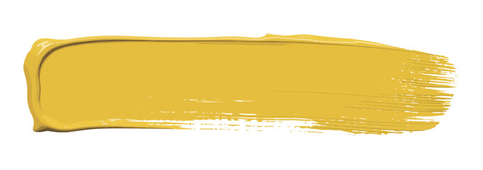 Dynamic golden yellow paint brushstroke with visible texture, a vibrant graphic element for creative design and artistic projects