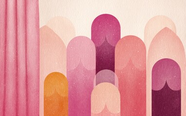 Abstract geometric illustration with repeating colorful shapes and texture