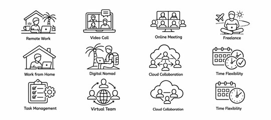 Travel and Tourism Services Line Icons Set