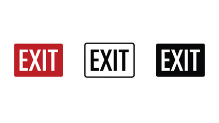 Fototapeta premium Three different colored exit signs on a white background