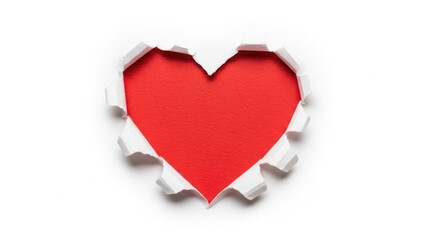 Red heart torn out of white paper background © salek