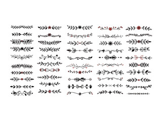 Hand Drawn Floral Dividers and Botanical Borders Set - Rustic Leafy Flourishes for Wedding Invitations and Stationery