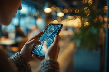 Person uses smartphone in a busy setting while checking notifications during a social gathering or event