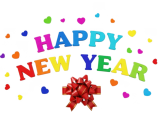 Celebrating the new year with colorful joy isolated on transparent background