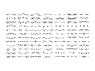 Large Collection of Hand-Drawn Floral Dividers and Botanical Ornaments - Elegant Black Line Art  Set for Wedding Invitations and Stationery Design