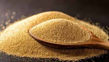 Pile of Semolina with Wooden Spoon - A Culinary Delight.