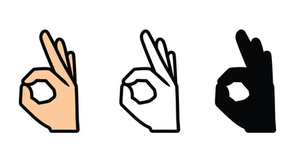 Fototapeta premium Three hands making the okay sign in different colors and styles