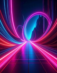 Neon Light Trails - A Futuristic Abstract Landscape of Speed and Energy.