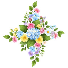 Cross Shaped Floral Arrangement with Hydrangea and Roses