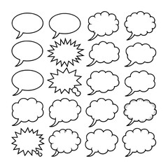 Obraz premium Collection of black outline comic book speech bubbles and thought bubbles white talk