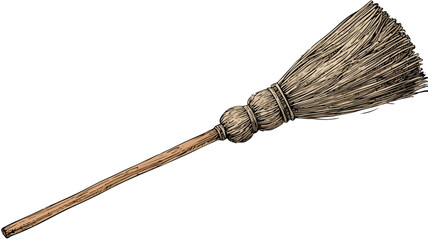 Cartoon Style Broom Clipart Vector Illustration for Creative Designs
