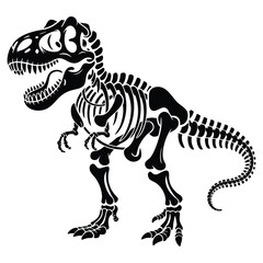 Cute Dinosaur Skeleton Cartoon Vector Illustration.