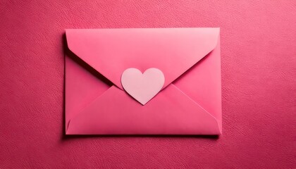 Pink Envelope with Heart Seal on Matching Background.