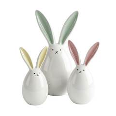 Obraz premium Three ceramic Easter bunny figurines with pastel ears