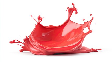 A dynamic 3D render of a red liquid splash, forming a crown-like shape, set against a white background
