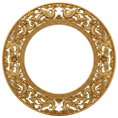 Ornate Gold Circular Frame with Intricate Dragon Relief