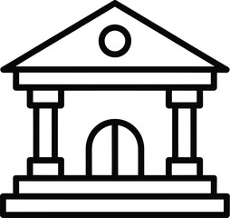 Simple line art icon representing a classical building facade suitable for financial or governmental website headers.