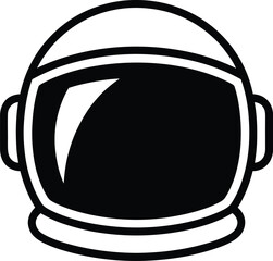 Astronaut helmet front view showing a reflective visor and clear outline against a white background.