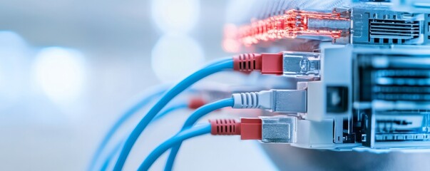 Fiber Optic Cables Connected to a Server, data , networking