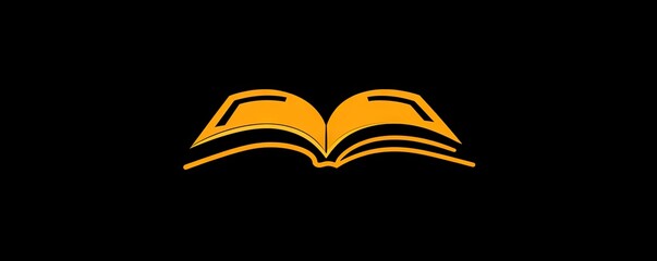 Bright golden open book emblem on pure black background
