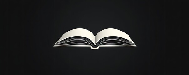 A minimalist digital image of an open book with a soft light effect, set against a dark background, evoking themes of learning and tranquility