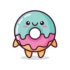 Obraz premium Adorable Cartoon Donut Character Illustration