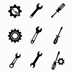 Fototapeta premium Collection of mechanical tools isolated on white background, Vector, illustration