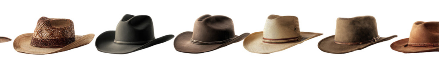 Row of various cowboy hats (3)