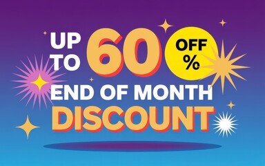 End of month discount banner with up to 60 percent off