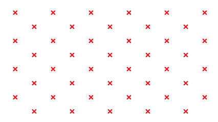 Seamless pattern of small red crosses or x shapes on a white background for minimalist print and...