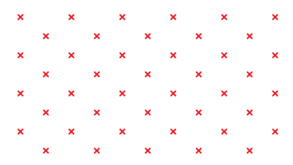 Seamless pattern of small red crosses or x shapes on a white background for minimalist print and web design