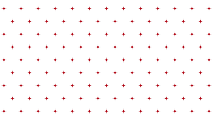 Vibrant repeating pattern of red four-pointed spark symbols on a white background for festive graphics