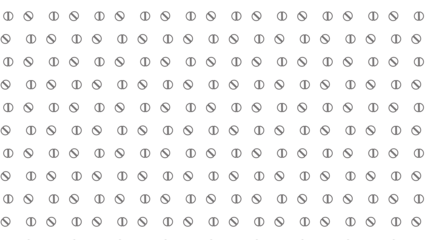 Minimalist graphic pattern of black split circle symbols with vertical lines on a white background