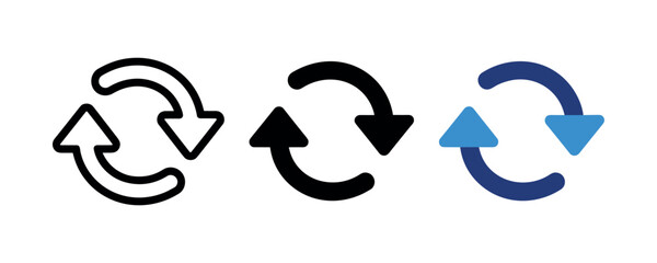 Set of circular arrows with variations in design and color