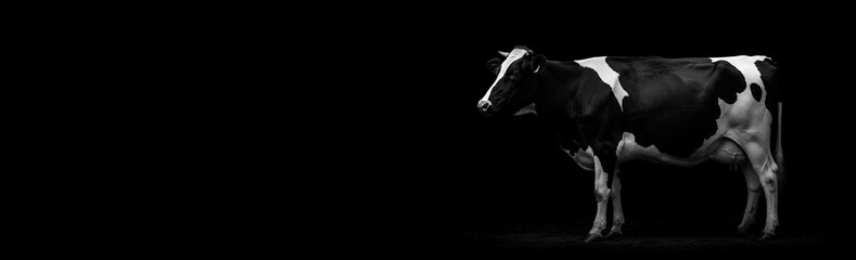 Cow on a black background.