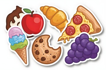 cartoon food stickers set
