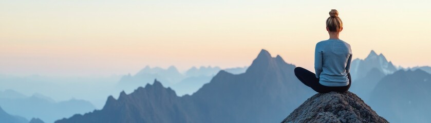 Yoga on Mountain Peak, Meditation , Wellness