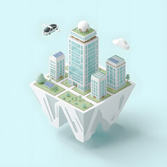 isometric illustration of a futuristic smart city